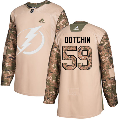 Adidas Lightning #59 Jake Dotchin Camo Authentic Veterans Day Stitched NHL Jersey
